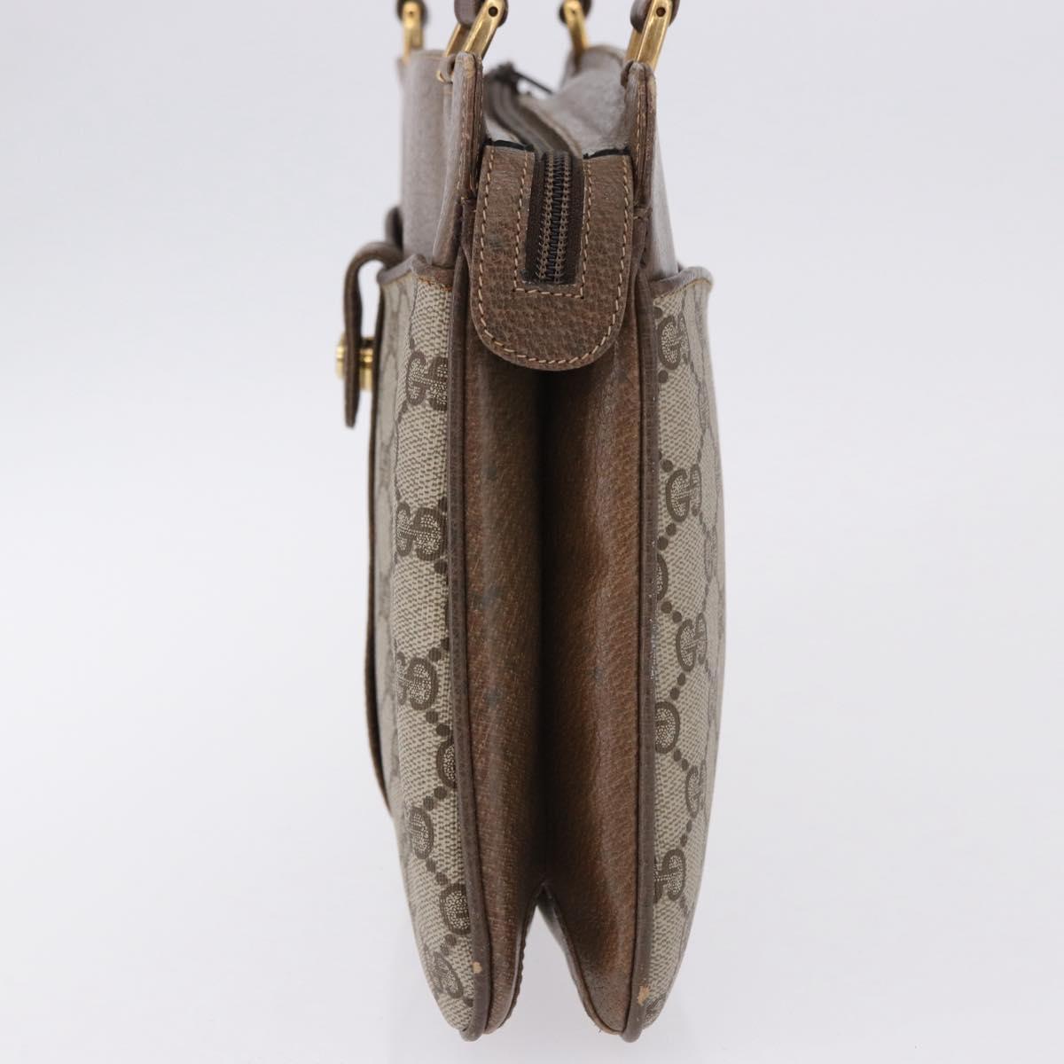 GUCCI GG Supreme Shoulder Bag PVC Beige Gold Auth ki6747