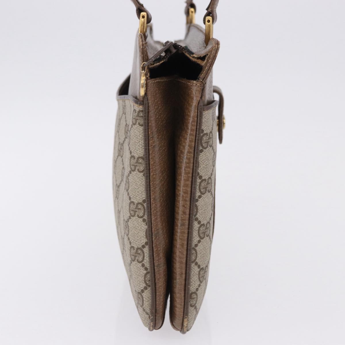 GUCCI GG Supreme Shoulder Bag PVC Beige Gold Auth ki6747