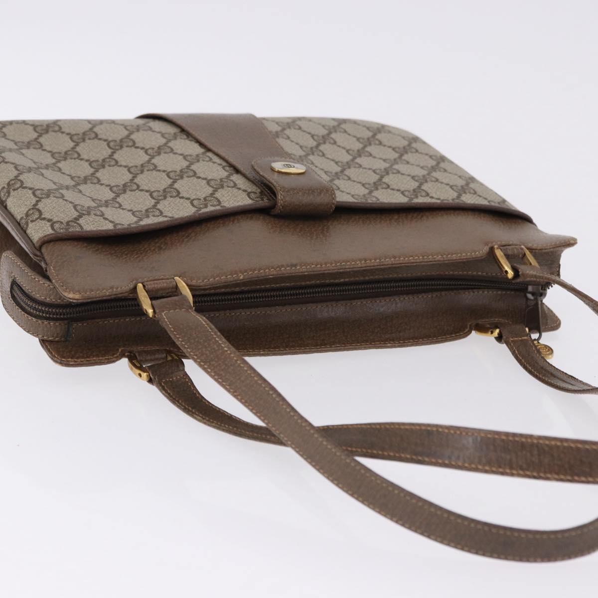 GUCCI GG Supreme Shoulder Bag PVC Beige Gold Auth ki6747