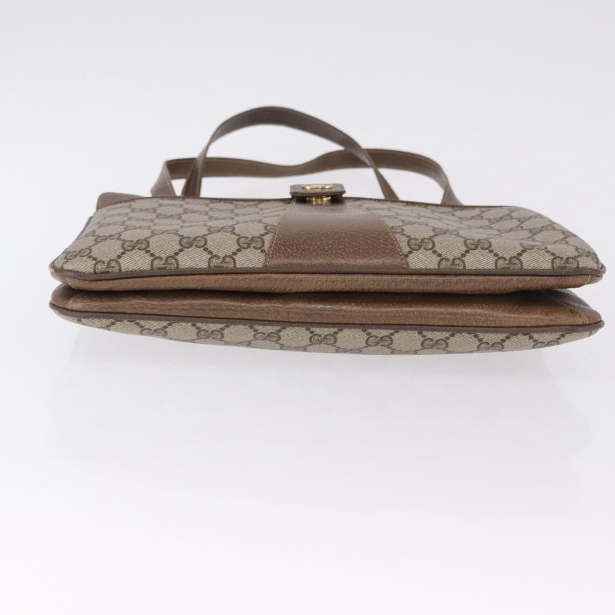 GUCCI GG Supreme Shoulder Bag PVC Beige Gold Auth ki6747