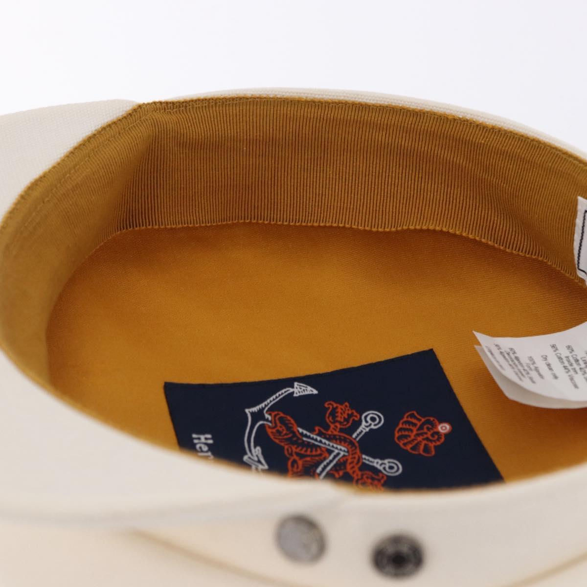 HERMES Casquette Hat Canvas White Auth ki6748M