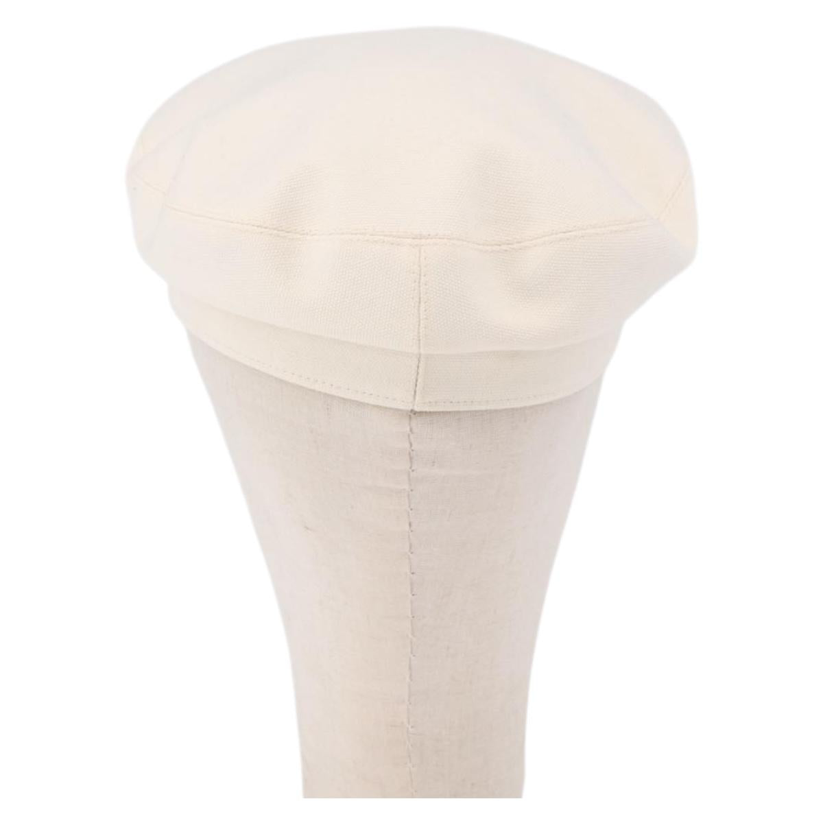 HERMES Casquette Hat Canvas White Auth ki6748M
