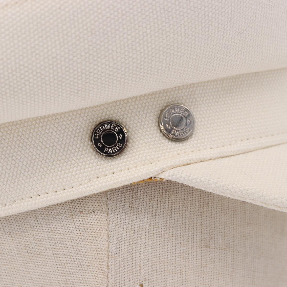 HERMES Casquette Hat Canvas White Auth ki6748M