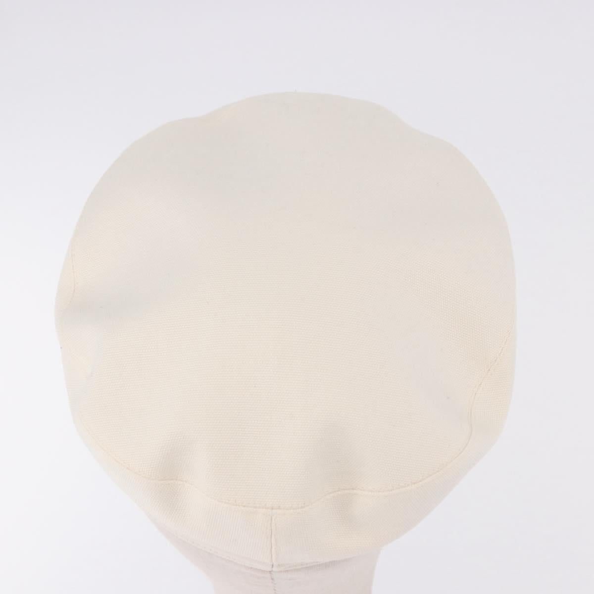 HERMES Casquette Hat Canvas White Auth ki6748M
