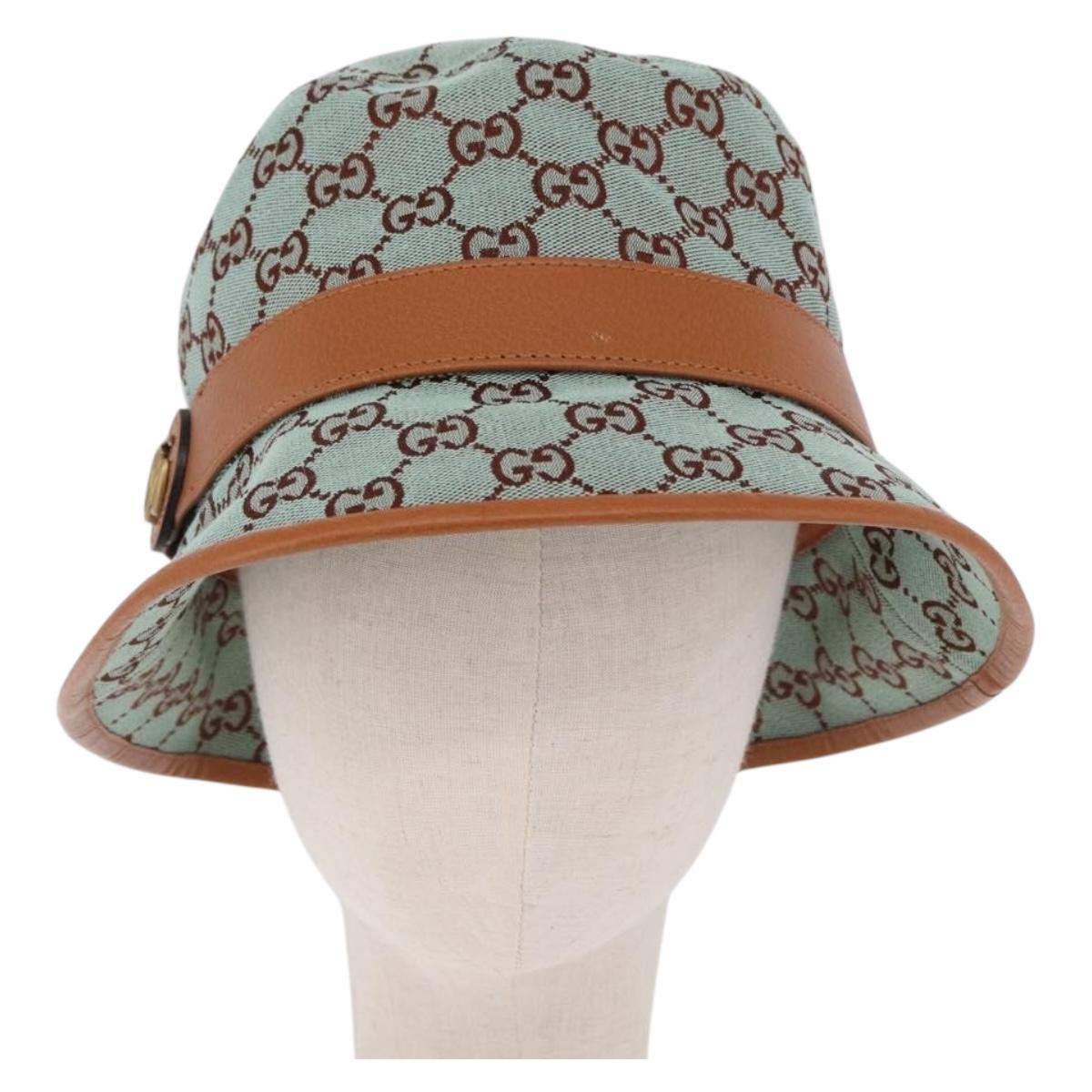GUCCI GG Canvas Bucket Hat M Beige Gold Auth ki6749M