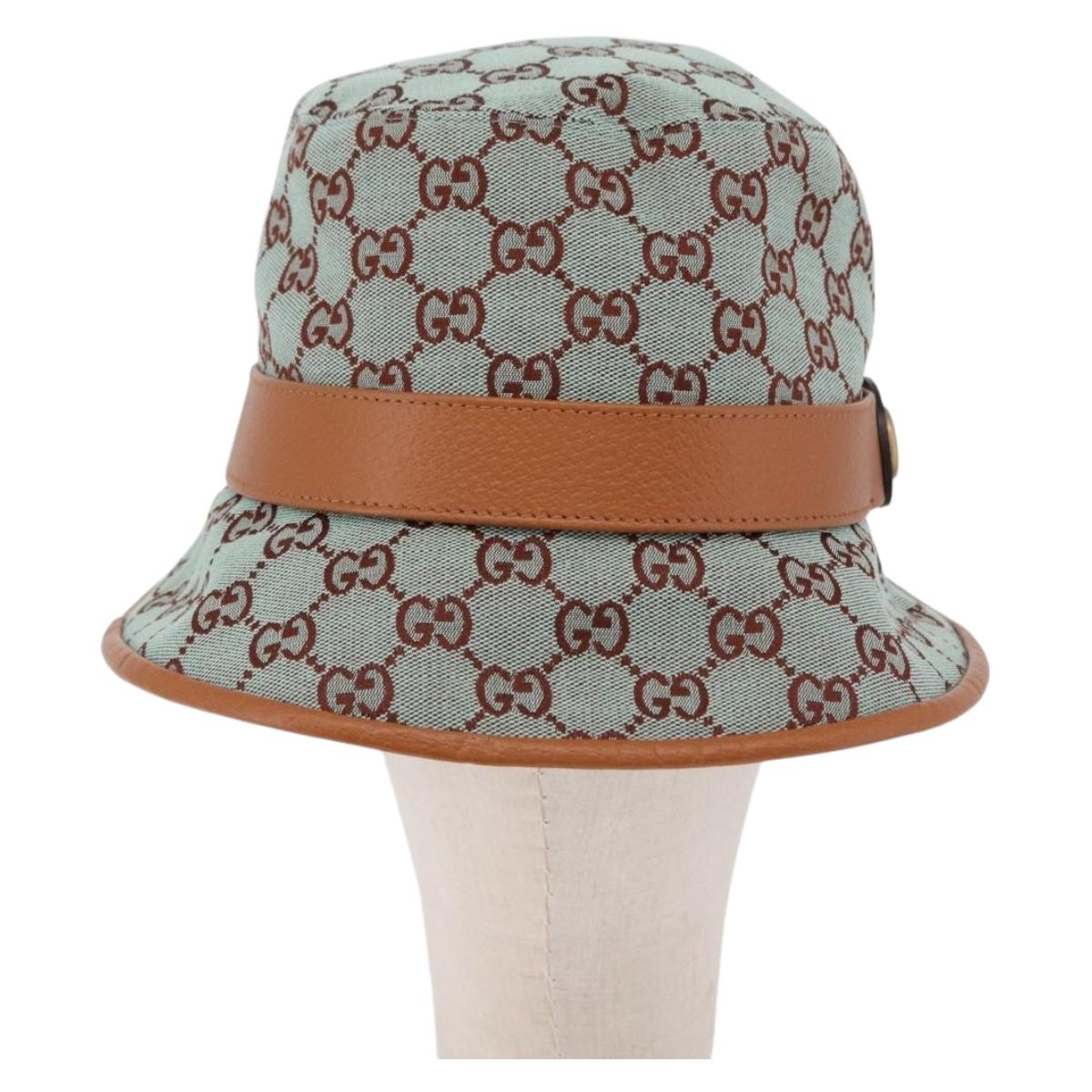 GUCCI GG Canvas Bucket Hat M Beige Gold Auth ki6749M