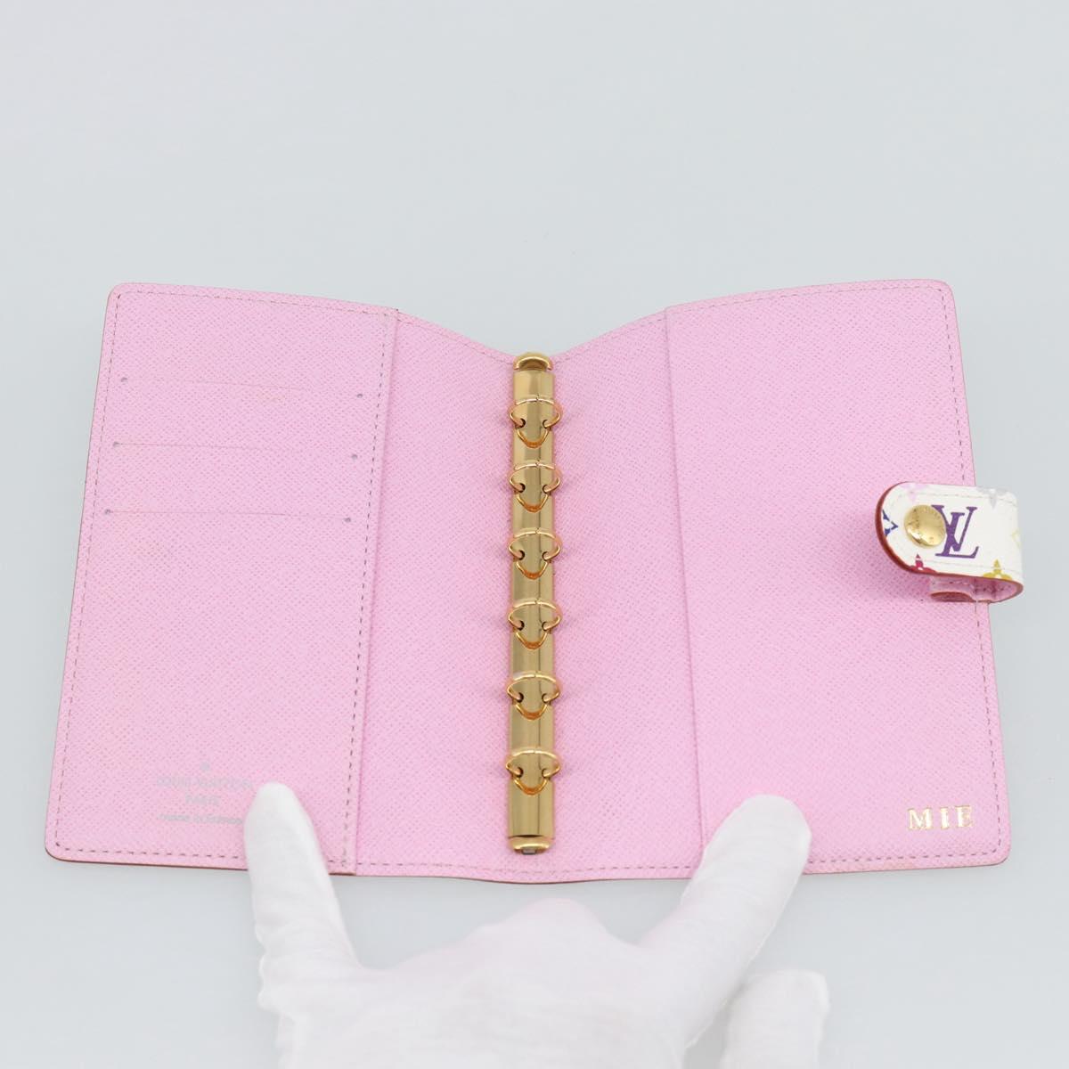 LOUIS VUITTON Multicolor Agenda PM Day Planner Cover White R21074 Auth ki6750M