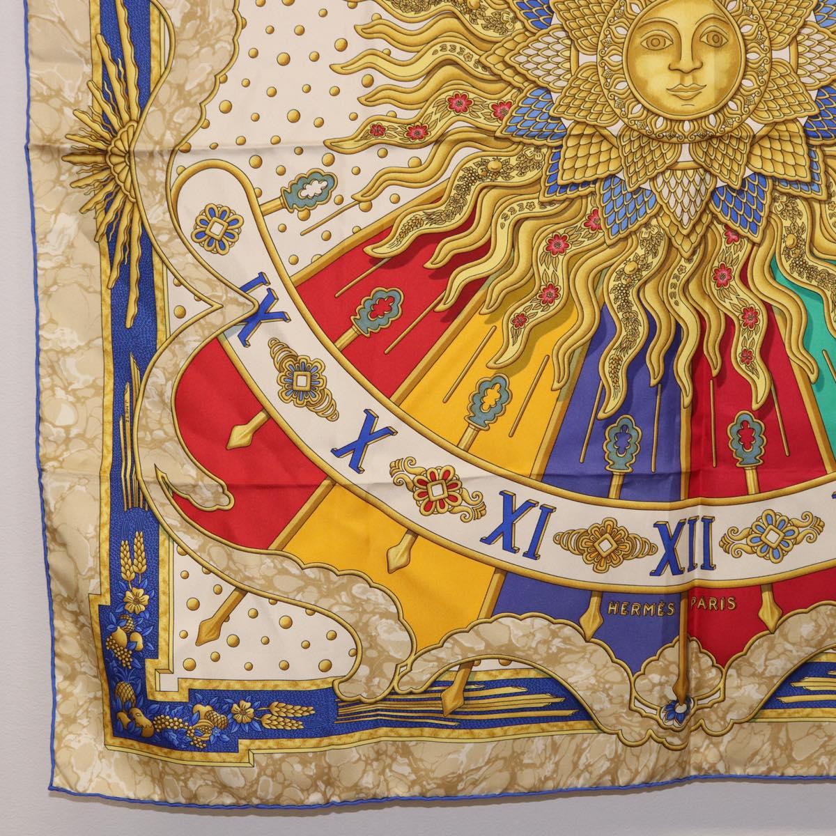 HERMES Carre 90 Scarf ”CARPE DIEM” Silk Blue Auth ki6753