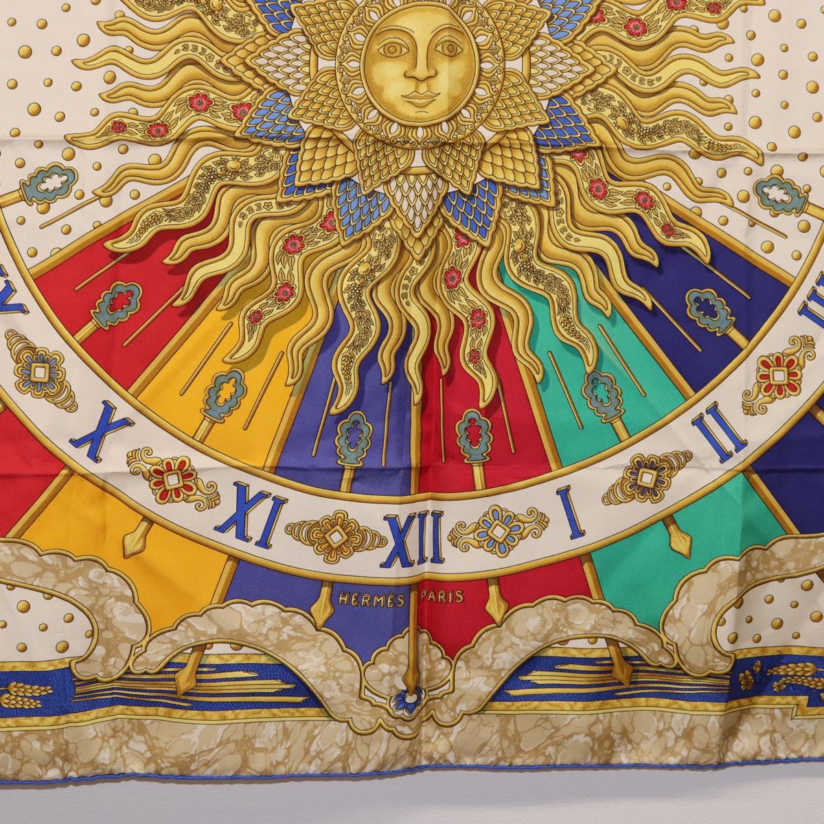 HERMES Carre 90 Scarf ”CARPE DIEM” Silk Blue Auth ki6753