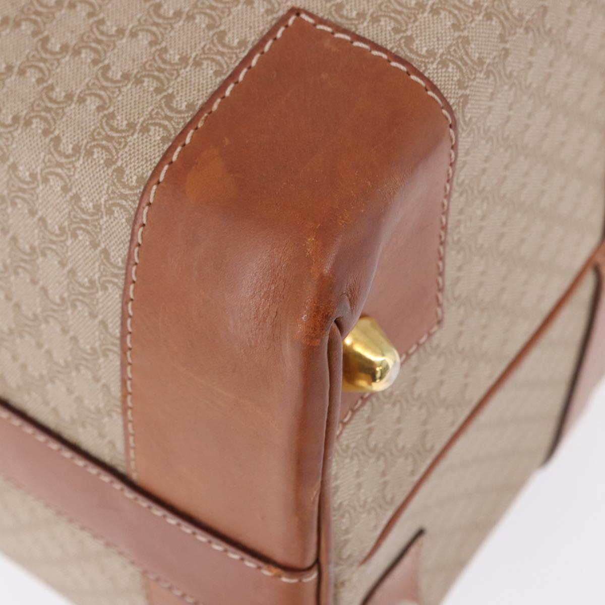 CELINE Macadam Canvas Boston Bag PVC Beige Gold Auth ki6755A
