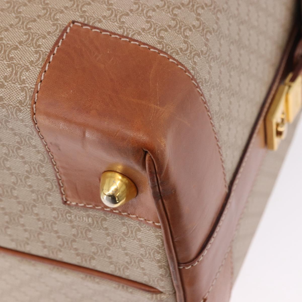 CELINE Macadam Canvas Boston Bag PVC Beige Gold Auth ki6755A