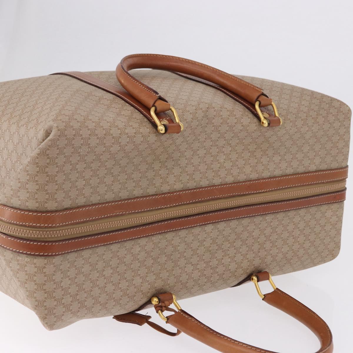 CELINE Macadam Canvas Boston Bag PVC Beige Gold Auth ki6755A