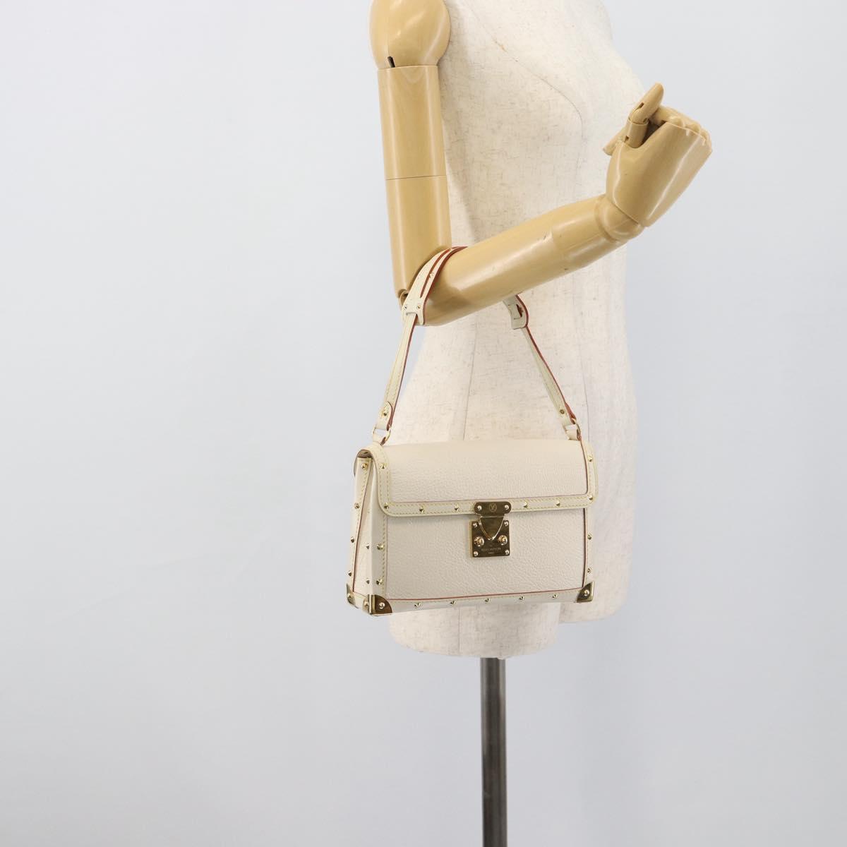 LOUIS VUITTON Suhari Emerble Shoulder Bag Leather White M92846 LV Auth ki6757V