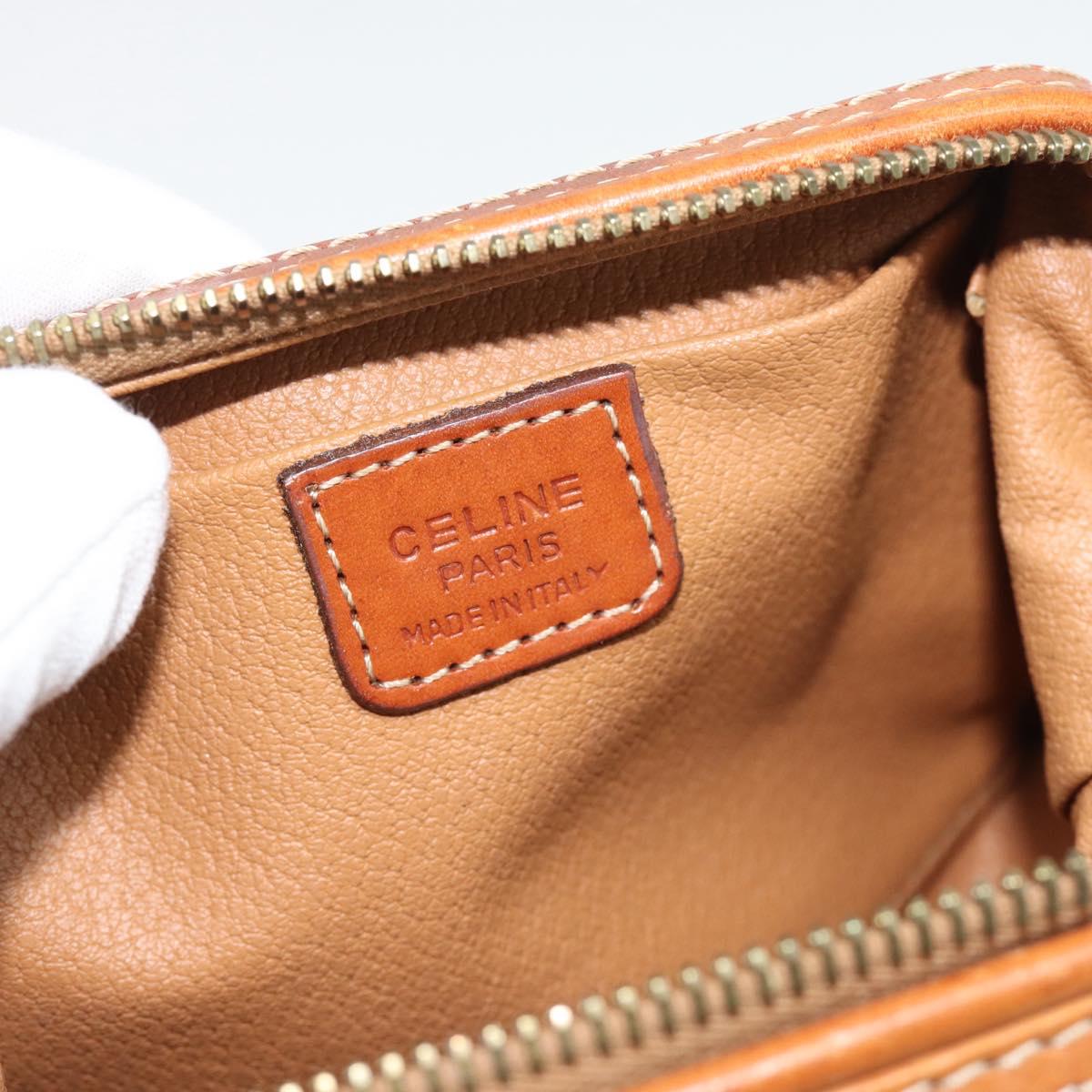 CELINE Macadam Canvas Pouch PVC Beige Gold Auth ki6758