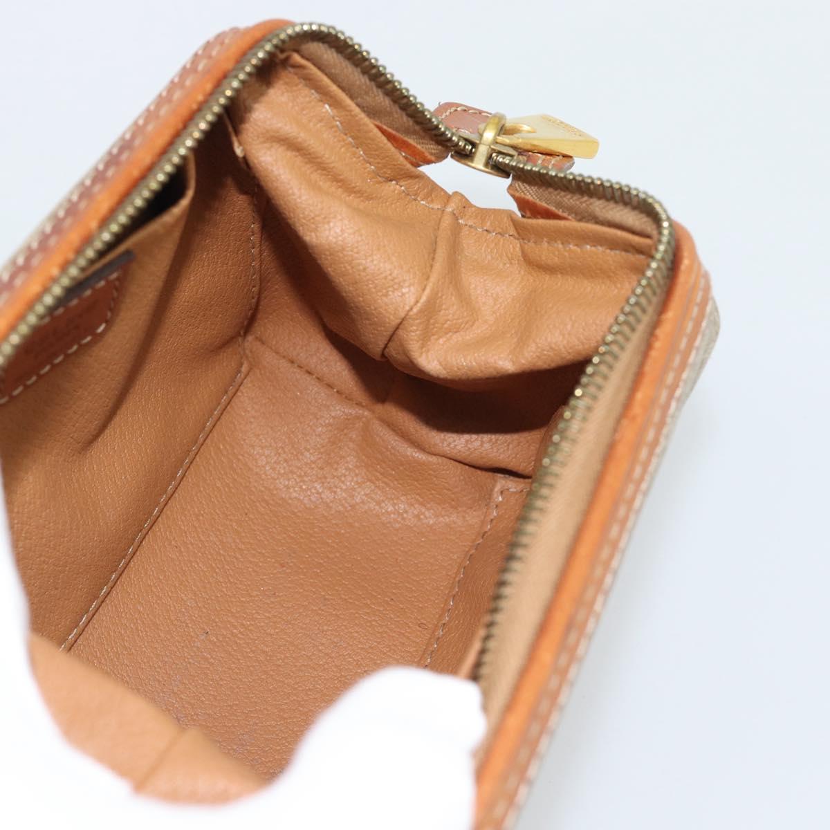 CELINE Macadam Canvas Pouch PVC Beige Gold Auth ki6758