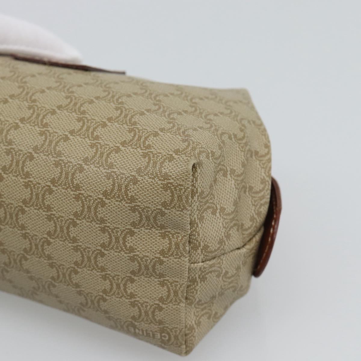 CELINE Macadam Canvas Pouch PVC Beige Gold Auth ki6758