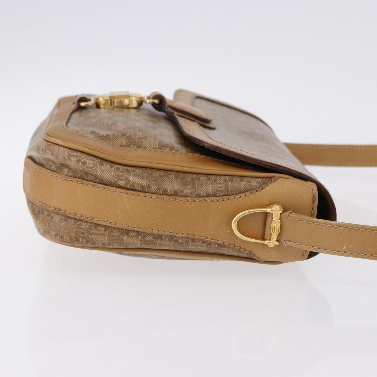 CELINE Macadam Canvas Shoulder Bag PVC Beige Gold Auth ki6762