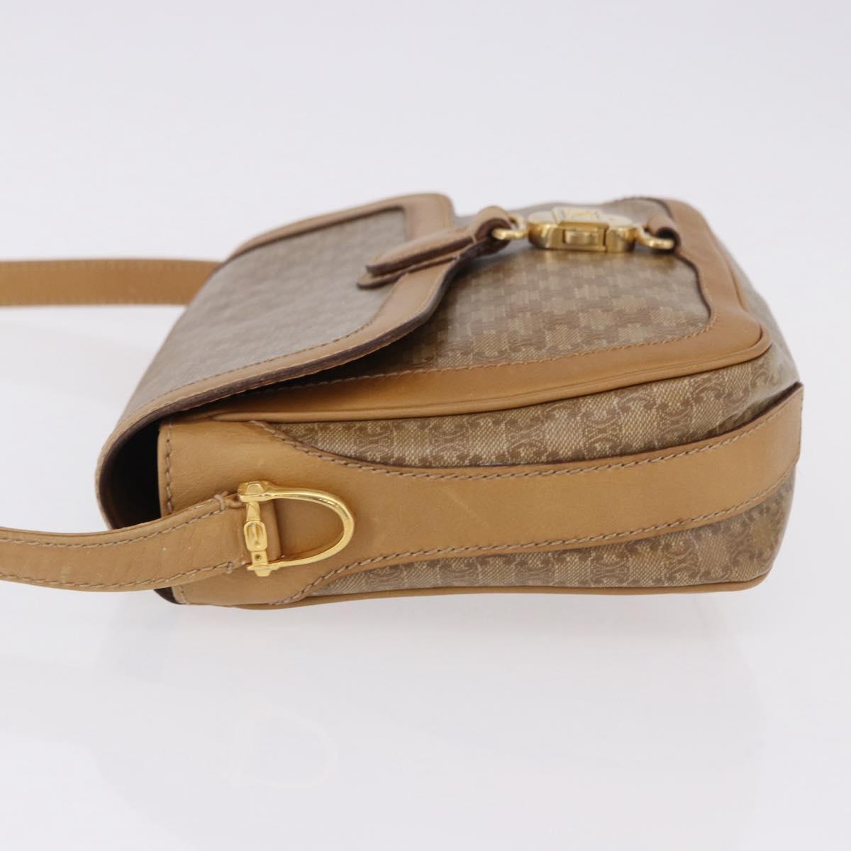 CELINE Macadam Canvas Shoulder Bag PVC Beige Gold Auth ki6762