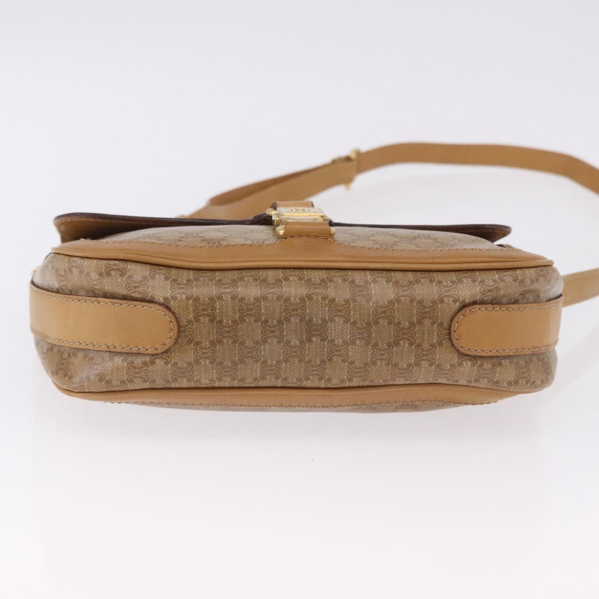 CELINE Macadam Canvas Shoulder Bag PVC Beige Gold Auth ki6762