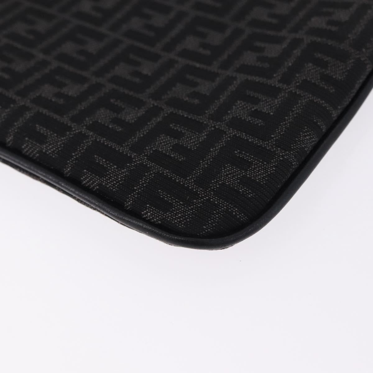 FENDI Zucchino Canvas Clutch Bag Black Auth ki6765V