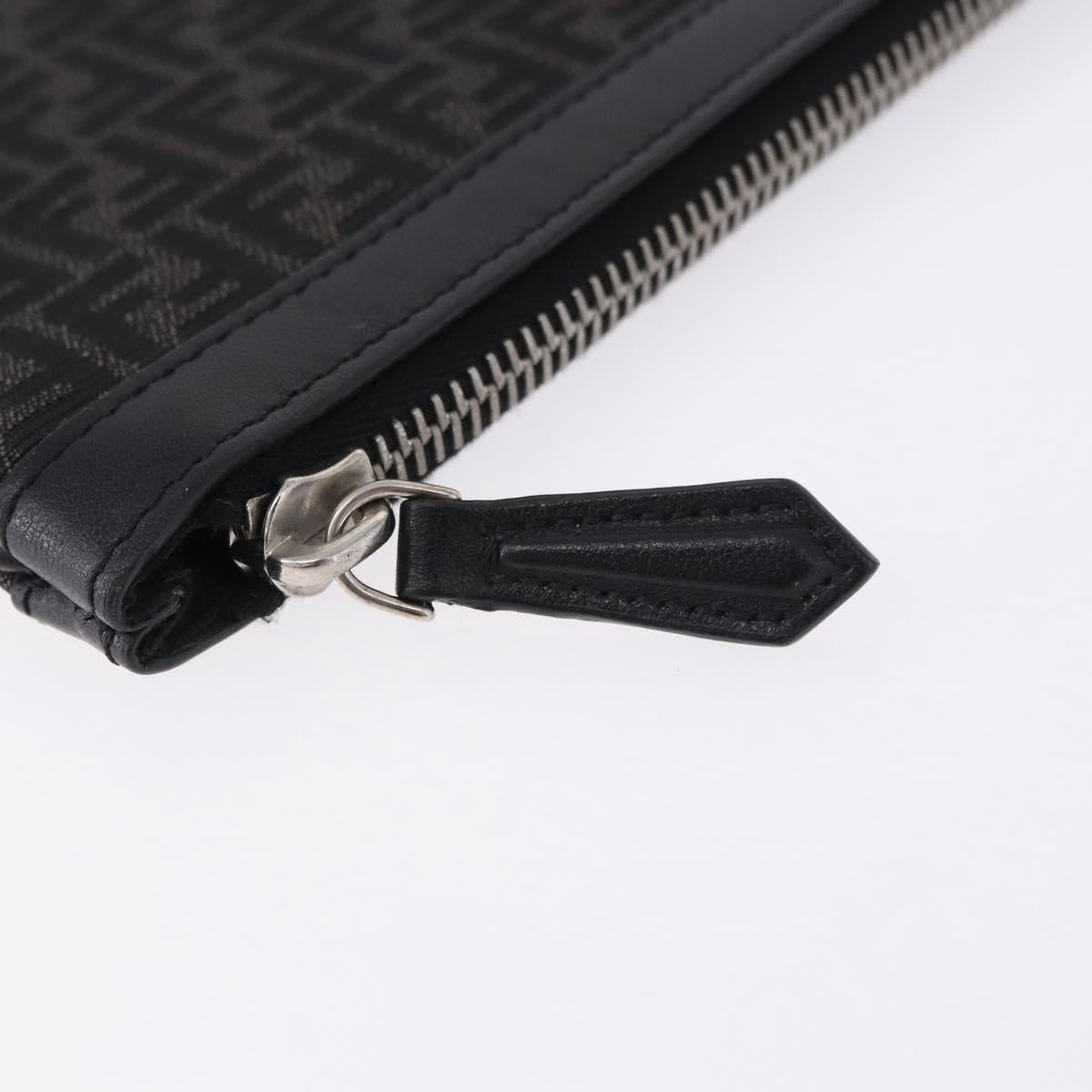 FENDI Zucchino Canvas Clutch Bag Black Auth ki6765V