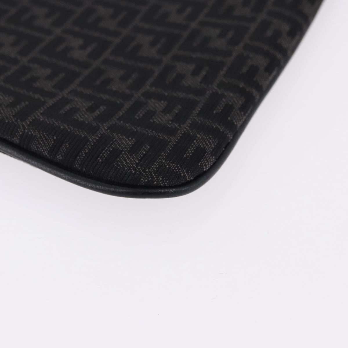 FENDI Zucchino Canvas Clutch Bag Black Auth ki6765V