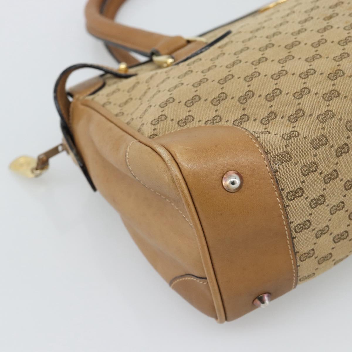 GUCCI Micro GG Canvas Hand Bag Beige Gold Auth ki6766