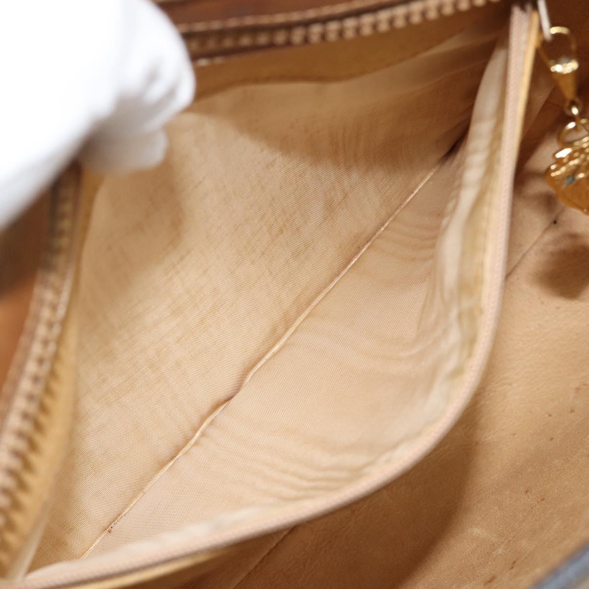 GUCCI Micro GG Canvas Hand Bag Beige Gold Auth ki6766