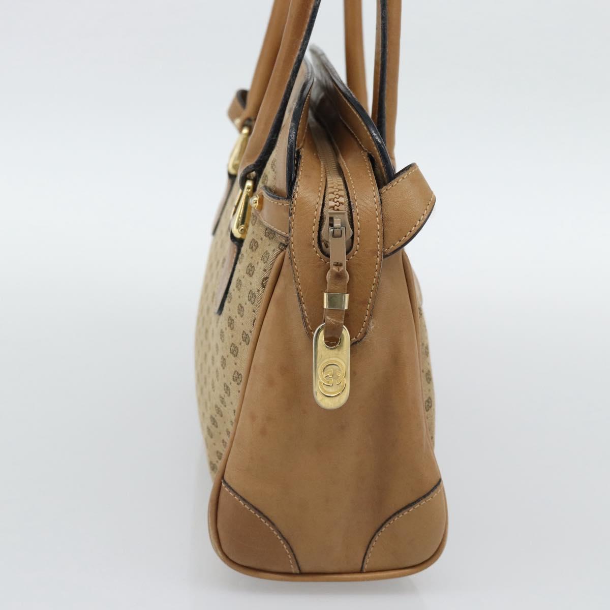 GUCCI Micro GG Canvas Hand Bag Beige Gold Auth ki6766