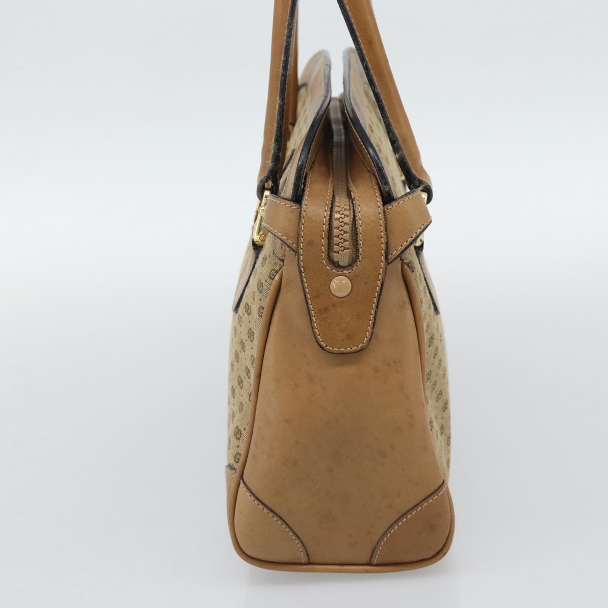 GUCCI Micro GG Canvas Hand Bag Beige Gold Auth ki6766