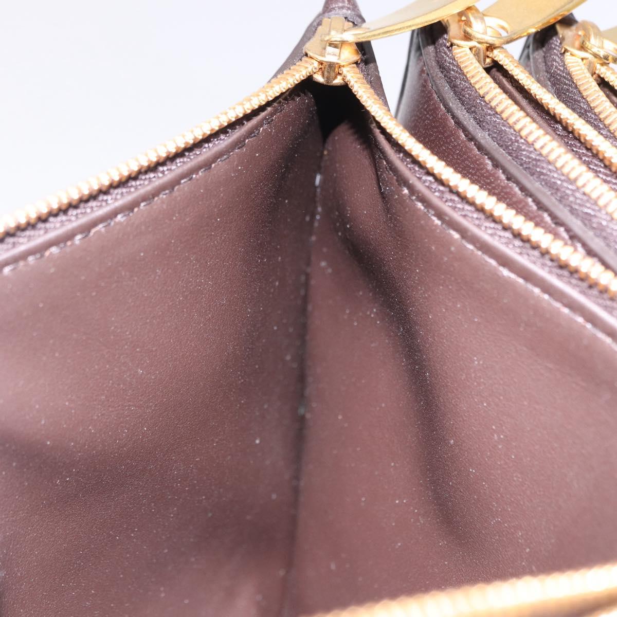 BOTTEGA VENETA MAXI INTRECCIATO Clutch Bag Leather Dark Brown Gold Auth ki6767M