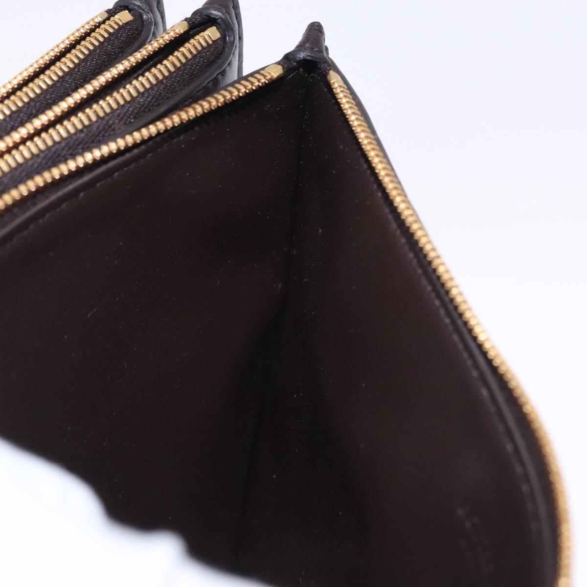 BOTTEGA VENETA MAXI INTRECCIATO Clutch Bag Leather Dark Brown Gold Auth ki6767M