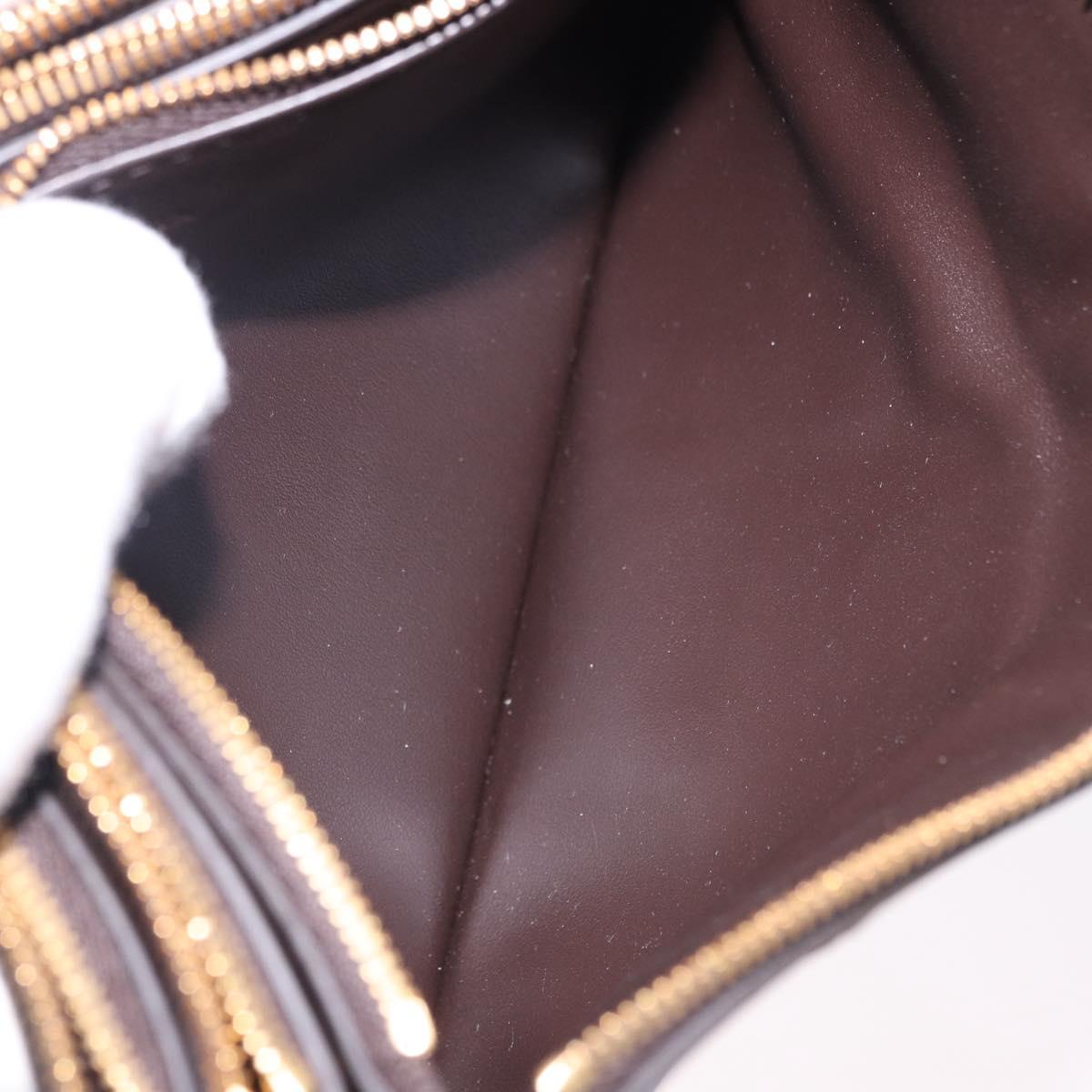 BOTTEGA VENETA MAXI INTRECCIATO Clutch Bag Leather Dark Brown Gold Auth ki6767M