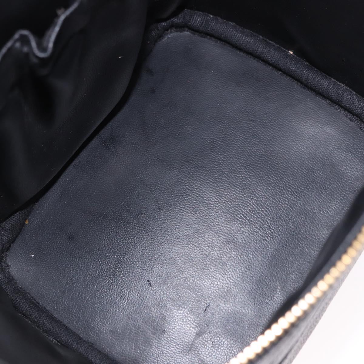 CHANEL COCO Mark Vanity Hand Bag Caviar Skin Black Gold CC Auth ki6768SAV