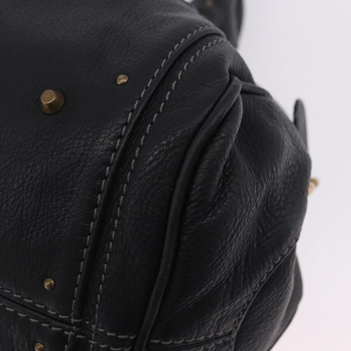 Chloe Paddington Hand Bag Leather Black Gold Silver Auth ki6773M