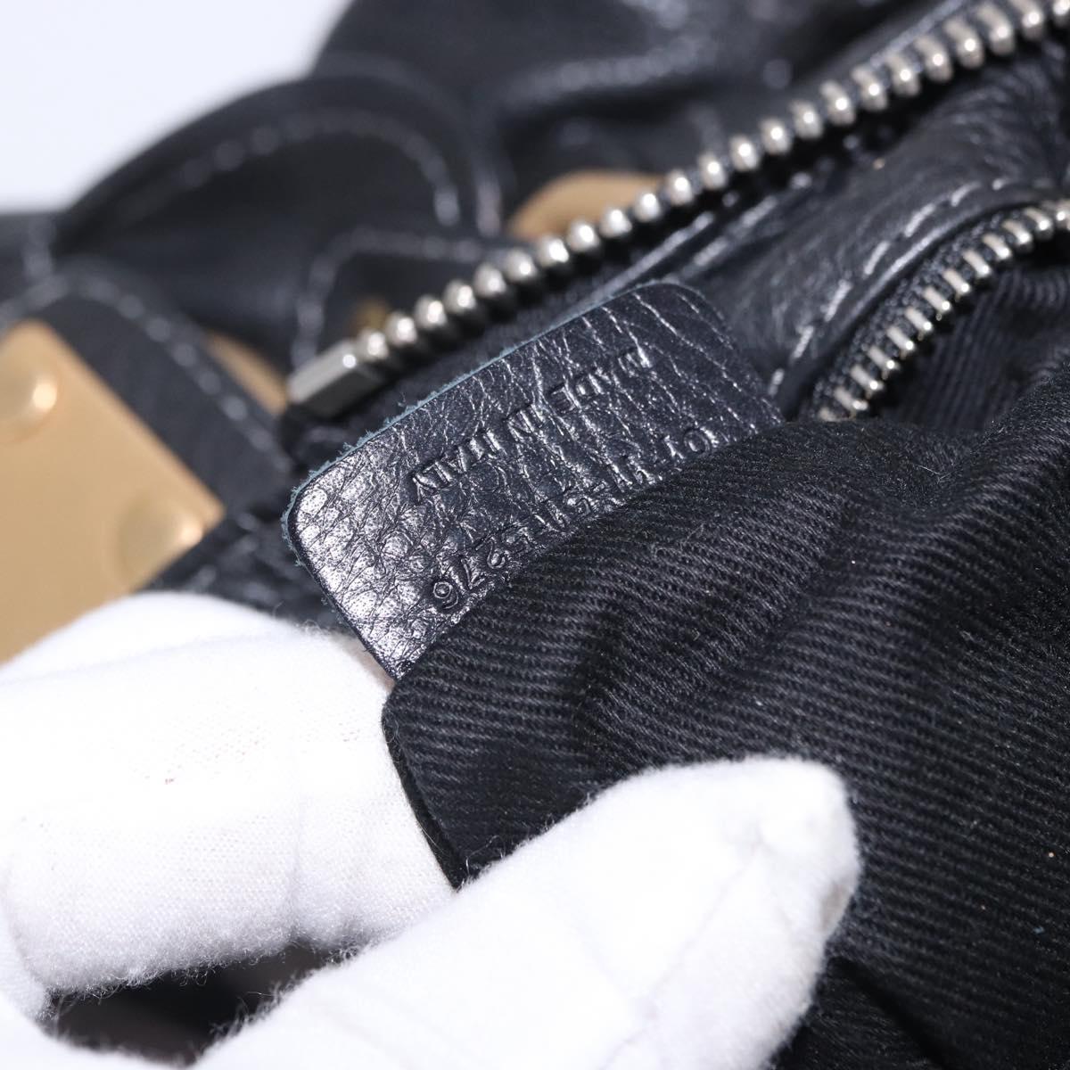 Chloe Paddington Hand Bag Leather Black Gold Silver Auth ki6773M