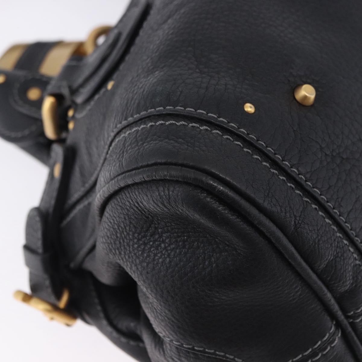 Chloe Paddington Hand Bag Leather Black Gold Silver Auth ki6774M