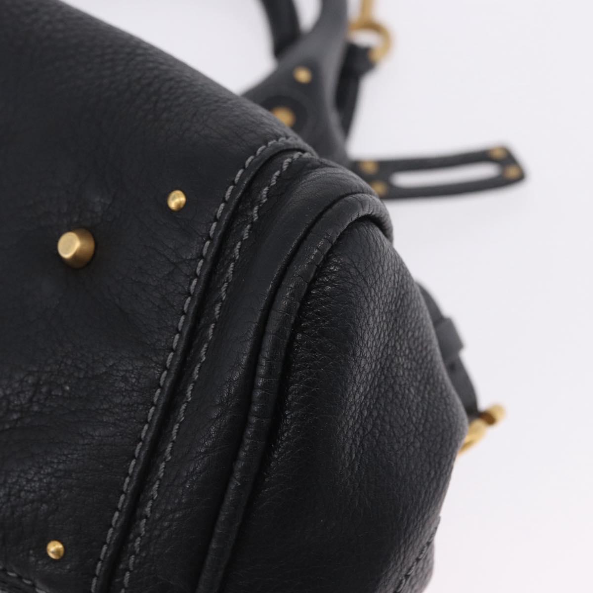 Chloe Paddington Hand Bag Leather Black Gold Silver Auth ki6774M