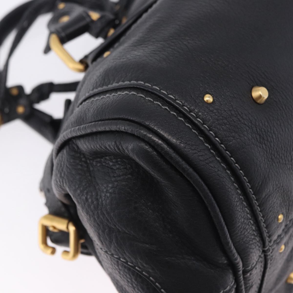 Chloe Paddington Hand Bag Leather Black Gold Silver Auth ki6774M