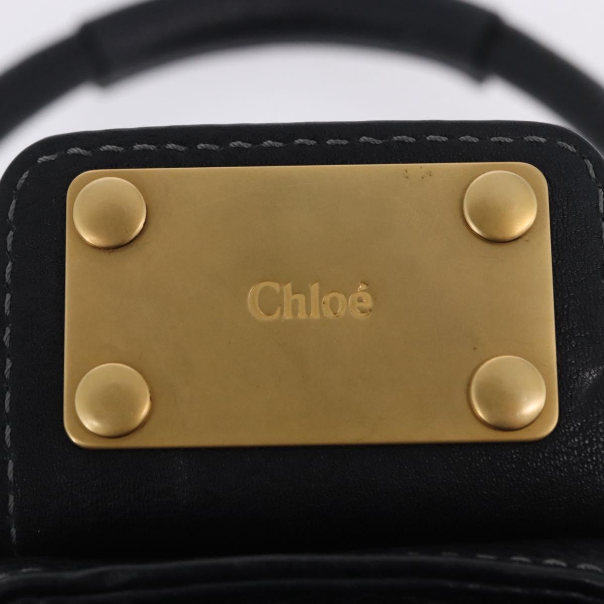 Chloe Paddington Hand Bag Leather Black Gold Silver Auth ki6774M
