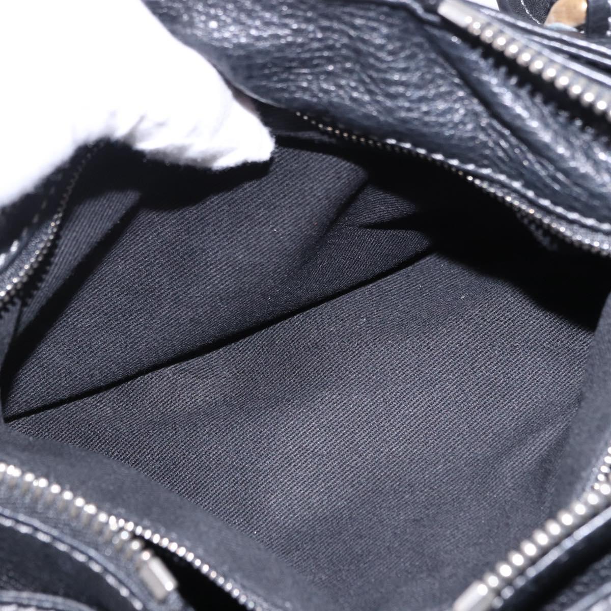Chloe Paddington Hand Bag Leather Black Gold Silver Auth ki6774M