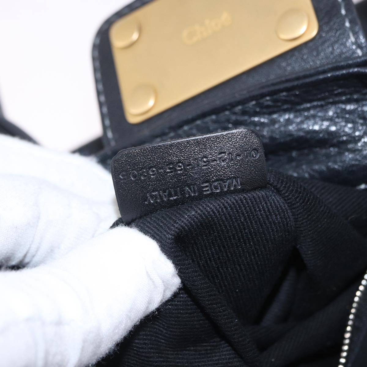 Chloe Paddington Hand Bag Leather Black Gold Silver Auth ki6774M