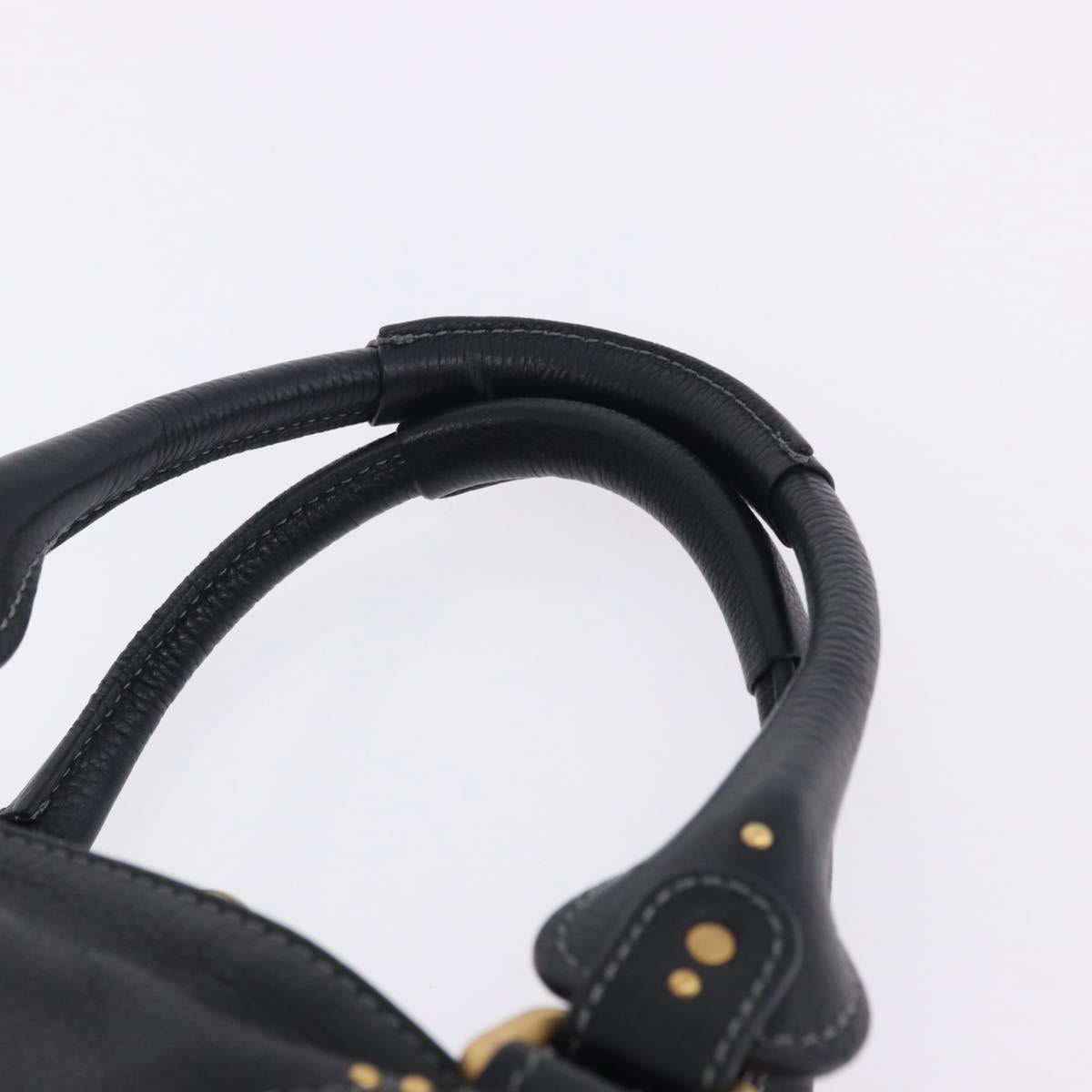 Chloe Paddington Hand Bag Leather Black Gold Silver Auth ki6774M