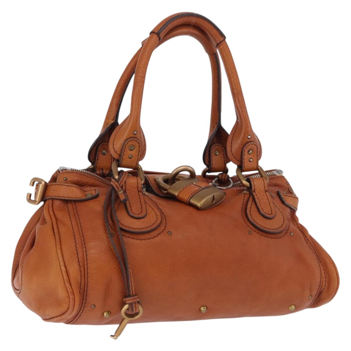 Chloe Paddington Hand Bag Leather Brown Gold Silver Auth ki6775M