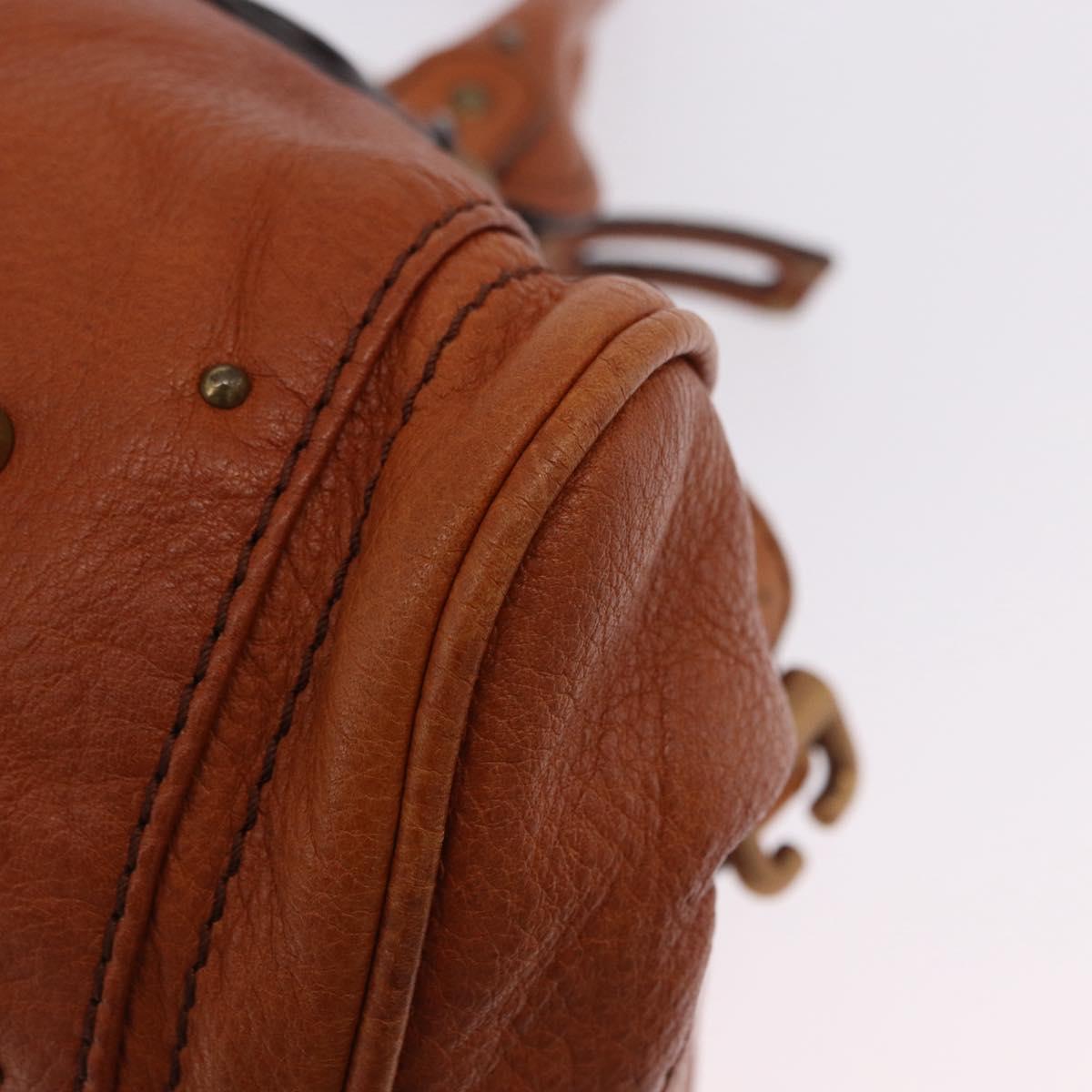 Chloe Paddington Hand Bag Leather Brown Gold Silver Auth ki6775M
