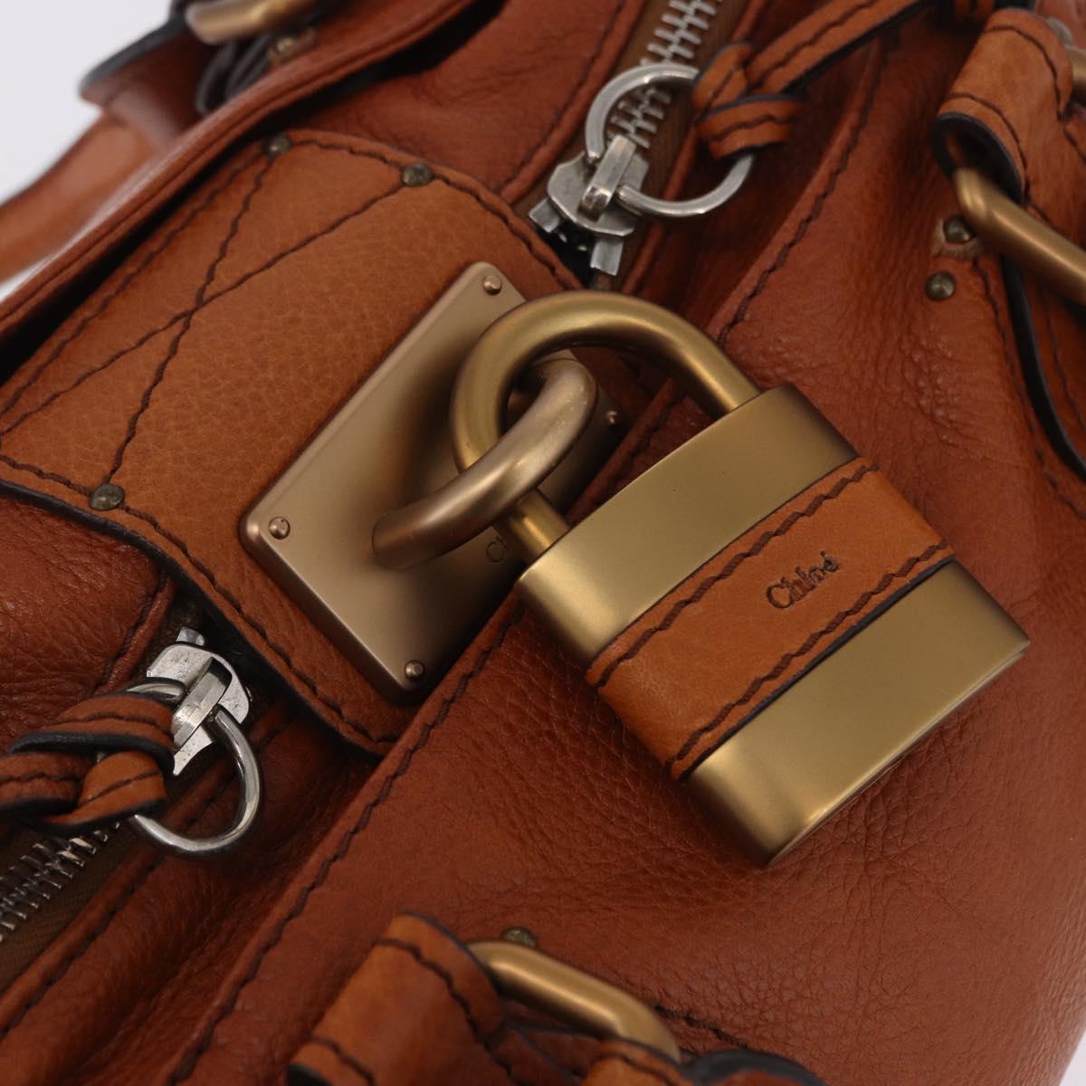 Chloe Paddington Hand Bag Leather Brown Gold Silver Auth ki6775M