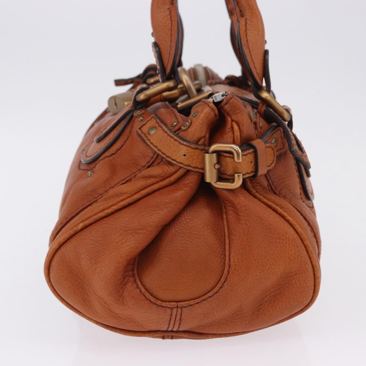 Chloe Paddington Hand Bag Leather Brown Gold Silver Auth ki6775M