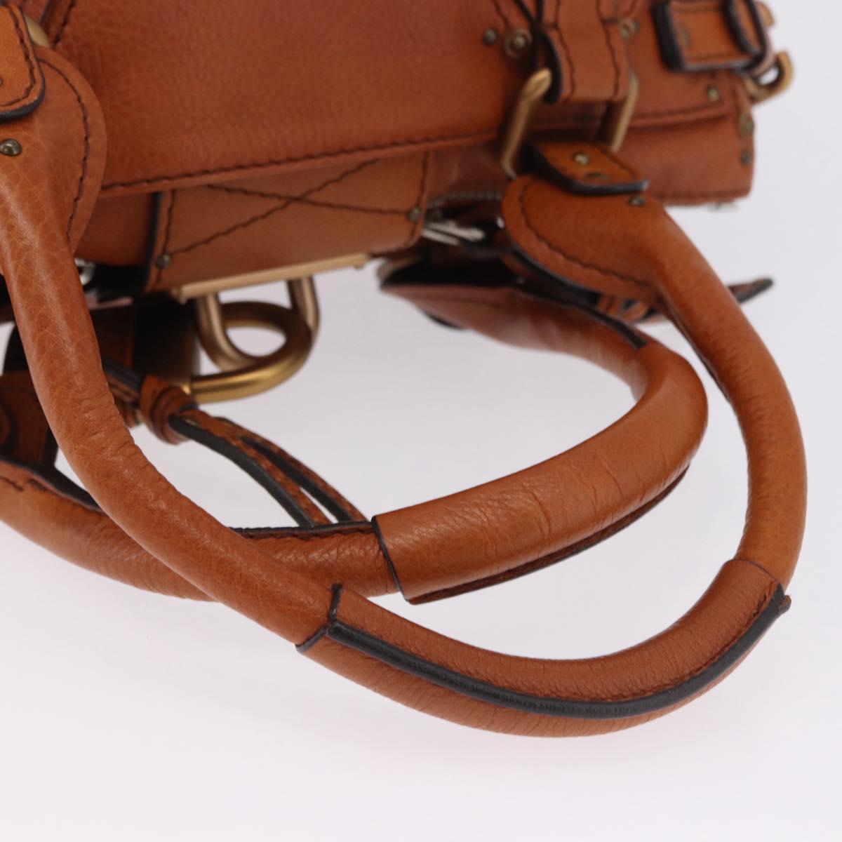 Chloe Paddington Hand Bag Leather Brown Gold Silver Auth ki6775M