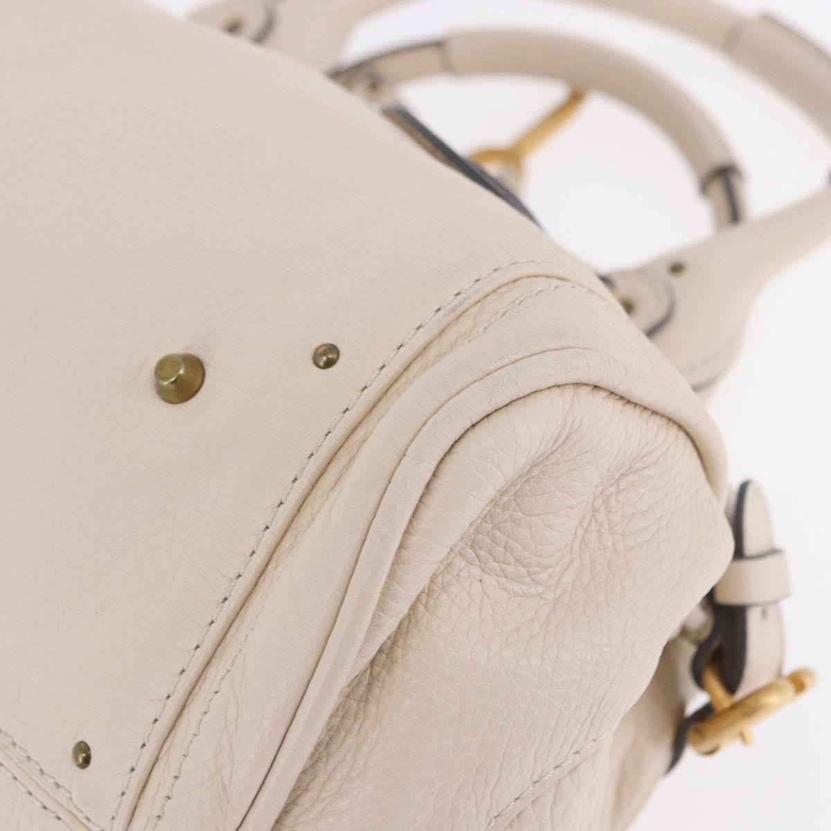 Chloe Paddington Hand Bag Leather Beige Gold Silver Auth ki6776M