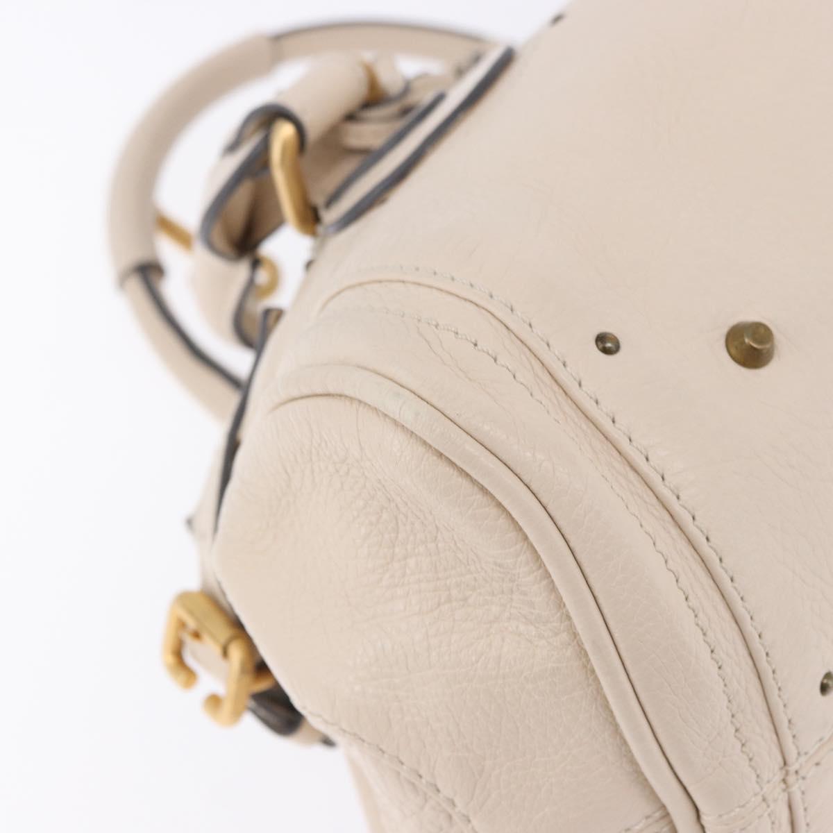 Chloe Paddington Hand Bag Leather Beige Gold Silver Auth ki6776M